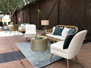 A comfortable and intimate seating area set up for a party at The Square PHX's Lath Pavilion.