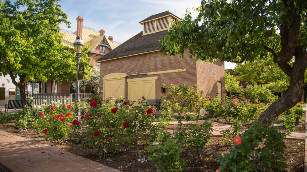 Visitor Center and Rose Garden at historic The Square PHX